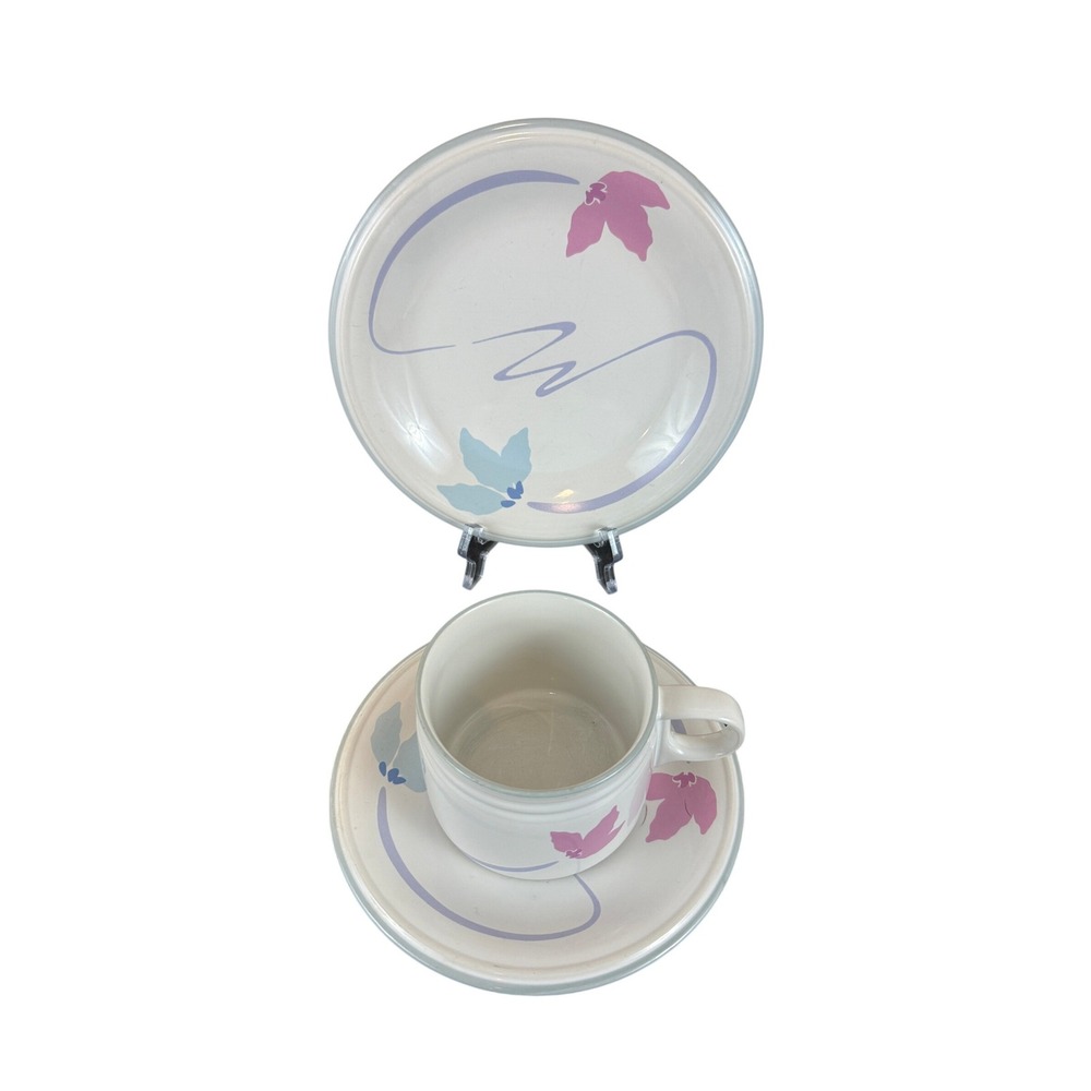 VTG Studio Nova Double Up Pattern 1980s Cup‎ & Saucer & Salad Plate